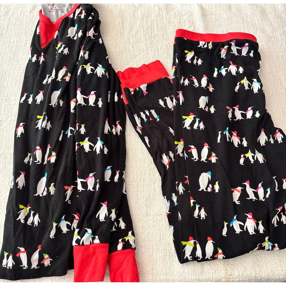 Wondershop Mens Penguin Pajama Set Black Red Holiday Cotton Sleepwear Large
